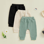 Sejardin Toddler Baby Boy Girl Pants 3 Pack Solid Color Elastic Waist Jogger - Image 5