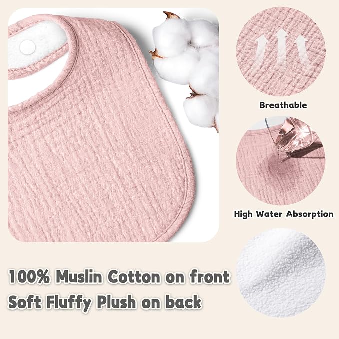 Susurration Muslin Baby Drool Bibs 6Pack Soft Square Adjustable Baby Bandana - Image 3