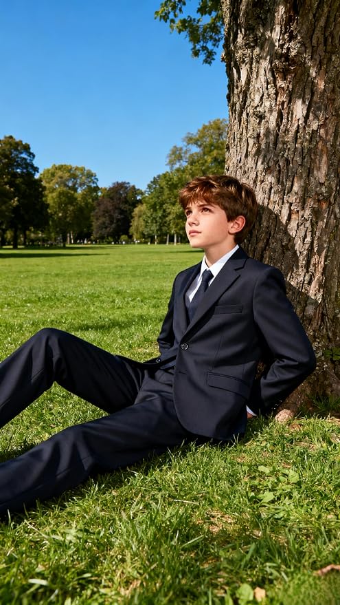 Boys Formal Suit Set 4 Pieces Kids Tuxedo Ring Bearer Outfit - Image 4
