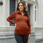 GINKANA Maternity Women's Long Sleeve Shirt Half Zipper Lapel Lightweight - Image 4