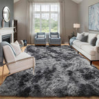 ONASAR Area Rugs for Bedroom Living Room, Washable Fluffy Tie-Dyed Dark Grey - Image 7