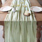 FEXIA Table Runner Sage Green Cheesecloth Table Runner 30x118 Inches - Image 6