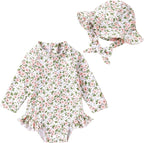 Infant Baby Girl Swimsuit One-Piece Long Sleeve Rash Guard by YOUNGERTREE