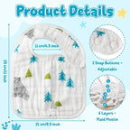 Zainpe 6Pcs Snap Muslin Cotton Baby Bibs Bear Fox Infants Drooling Bib Soft - Image 2