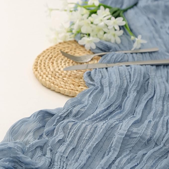 DOLOPL 8PCS Dusty Blue Cheesecloth Table Runner Bulk 13.3ft Boho Gauze Cheese - Image 2
