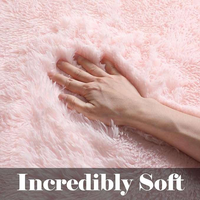 ONASAR Pink Rugs for Bedroom Girls, Fluffy 4x6 Soft Plush Fuzzy Shaggy Kids - Image 2