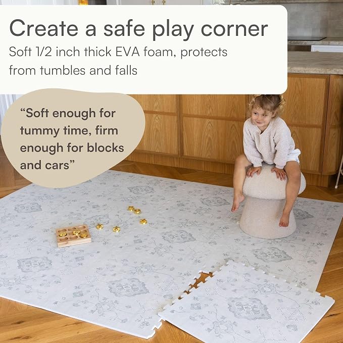 Lillefolk Baby Play Mat for Floor – 6x8ft Vintage Gray | Soft Non Toxic Premium - Image 6