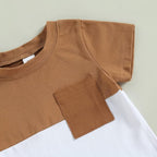 Rtnnsbbfcm Newborn Baby Boy Summer Clothes Short Sleeve Color Block Front - Image 4