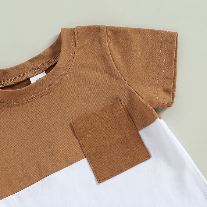 Rtnnsbbfcm Newborn Baby Boy Summer Clothes Short Sleeve Color Block Front - Image 4