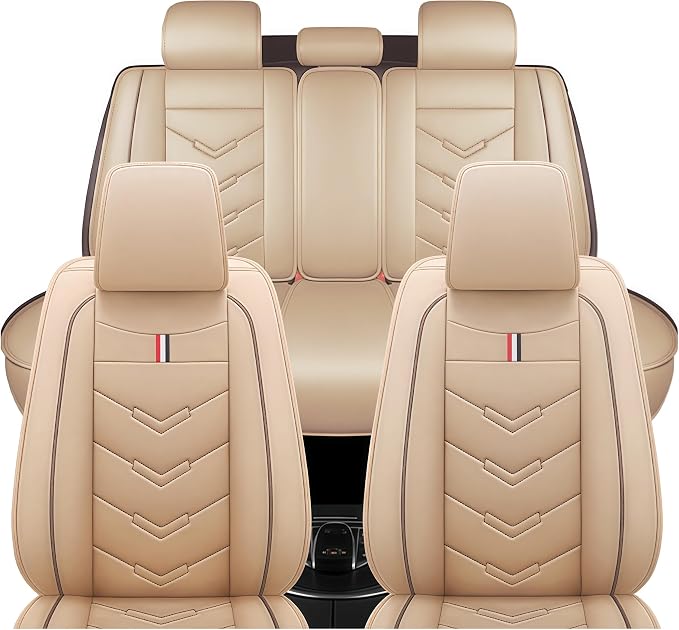 Leather Car Seat Covers Fit for LR LR4 2009-2016, 5 Seater Waterproof and by TENDER+GLOW