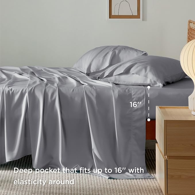Bedsure Queen Sheets, Rayon Derived from Bamboo, Queen Cooling Sheet Set - Image 4