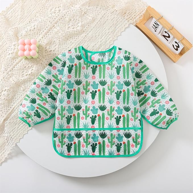 3 Pcs Waterproof Long Sleeves Baby Bibs Weaning Smock Bib 3-24 Months - Image 3