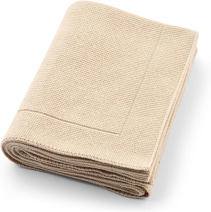 Knitted Organic Cotton Baby Blanket- Swaddle Blanket by huxie