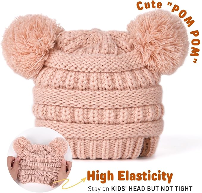 FURTALK Baby Winter Knitted Beanie Hat Soft Warm Lined Pom Pom - Image 4