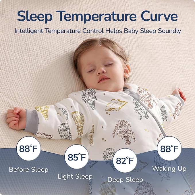 Baby Sleep Sack 18-24 Months, Cotton Detachable Long Sleeve Sleep Sack - Image 5
