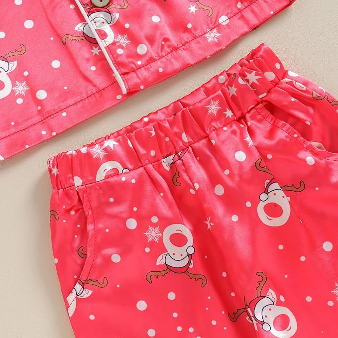 MAINESAKA Baby Boy Girl Pajamas Christmas Red Plaid Print Long Sleeve Lapel - Image 6