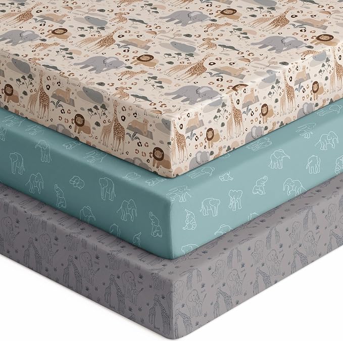 Baby Crib Sheets for Boys Girls, Breathable Soft Microfiber Baby Sheet Elephant by Unnivoll