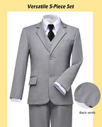 Boys’ Formal Suit 5 Piece Set, Toddler Tuxedos - Image 5