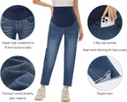 POSHGLAM Women's Maternity Jeans Over Belly Comfy Stretch 28'' Boyfriend Jeans - Image 2