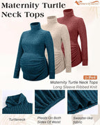 3 Pack Maternity T-Shirts Pregnancy Tops Women Sweater Long Sleeve Turtleneck - Image 3