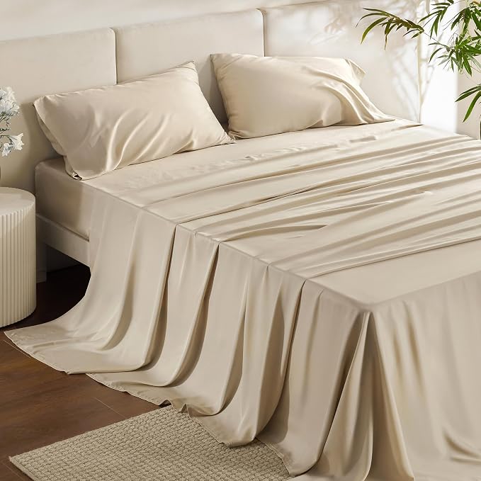 Bedsure Queen Sheets, Rayon Derived from Bamboo, Queen Cooling Sheet Set by BEDSURE