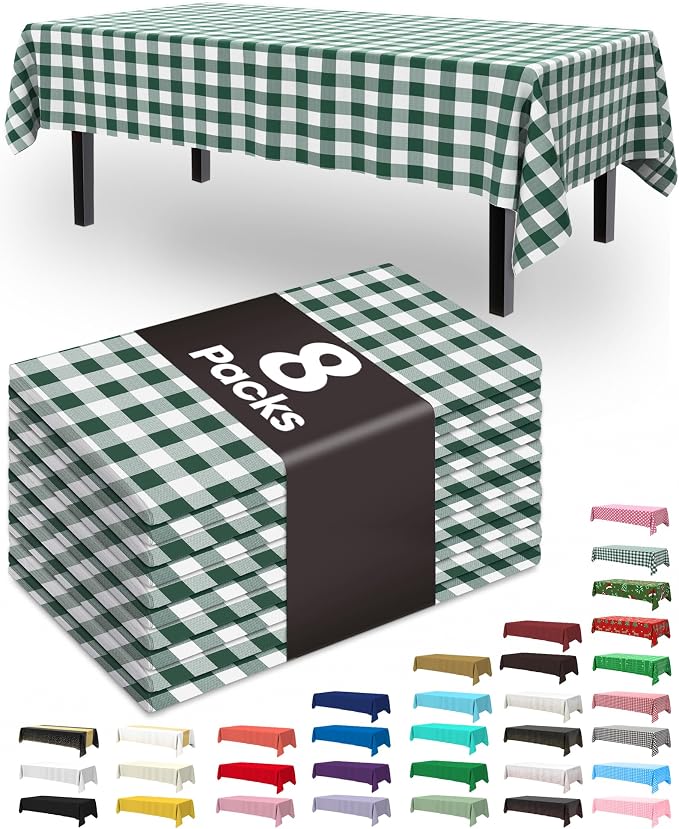 Pureegg Plastic Table Cloth Disposable 8 Pack, 54 x 108 Inch Table Cloths by Pureegg