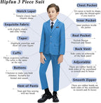 Boys' 3 Piece Suit Set with Suit Jacket, Formal Tuxedos Slim Fit Ring Bearer - Image 3
