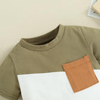Rtnnsbbfcm Newborn Baby Boy Summer Clothes Short Sleeve Color Block Front - Image 4