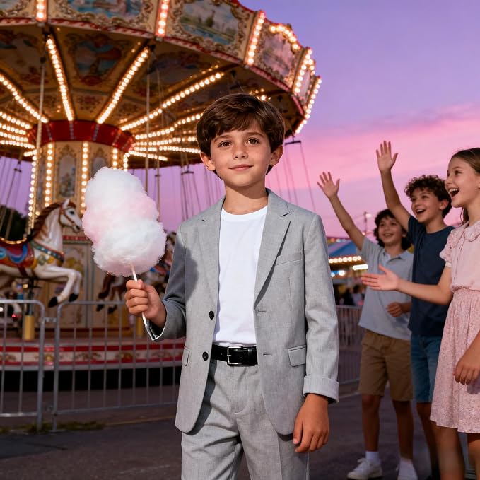 Boys Formal Suit Set 4 Pieces Kids Tuxedo Ring Bearer Outfit - Image 4