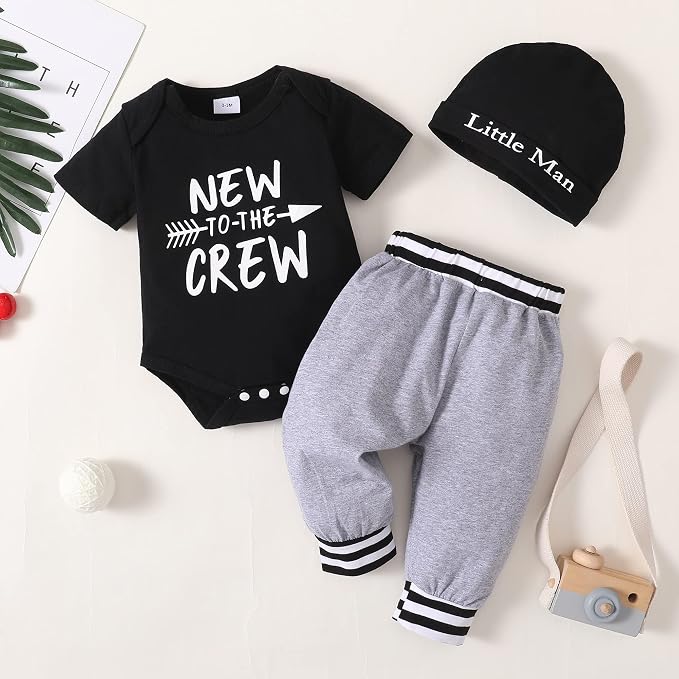Renotemy Newborn Infant Baby Boy Clothes Outfits New to The Crew Outfits Long - Image 2