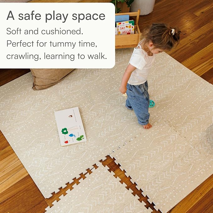 Lillefolk Baby Play Mat for Floor – 8x8ft Beige | Soft Non Toxic Premium EVA - Image 4