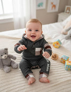 Fommy Newborn Baby Boy Clothes Plaid Letter Print Long Sleeve Hoodies + Long - Image 2