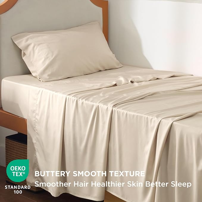 Bedsure Cooling Sheets Twin XL, Rayon Derived from Bamboo, Breathable & Soft - Image 4