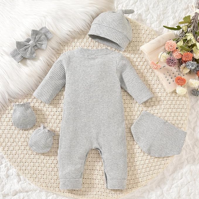 Aalizzwell Newborn Baby Ribbed Romper - Image 5