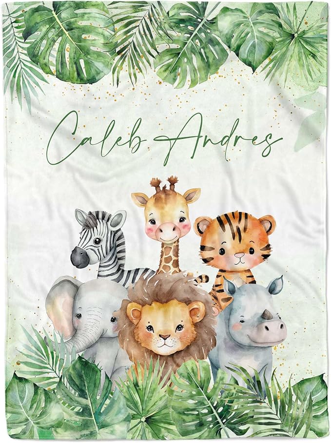 MDPrints Global Safari Animal Personalized Baby Blankets by MDPrintsGlobal