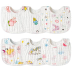 Zainpe 6Pcs Snap Muslin Cotton Baby Bibs Star Cat Rabbit Pattern Adjustable by Zainpe