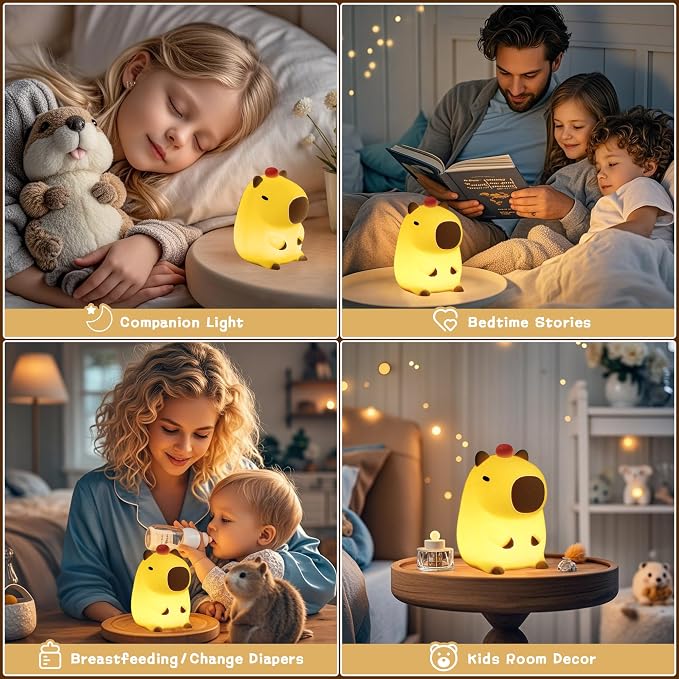 Capybara Night Light, Cute Tangerine LED Squishy Novelty Animal Night Lamp - Image 6