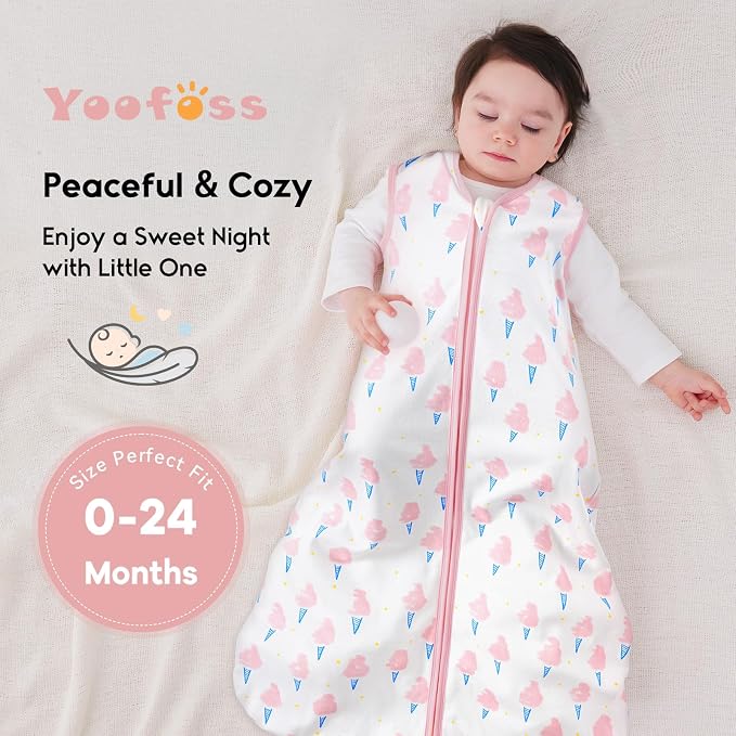 Yoofoss Baby Sleep Sack 0-6 Months 0.5 Tog Wearable Blanket - Image 6