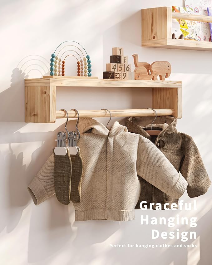 Nursery Wall Bookshelf Set of 4, Floating Bookshelves - Image 3