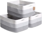 NaturalCozy Storage Baskets 16.8”x13”x7.6” Cotton Rope Woven Baskets by NaturalCozy