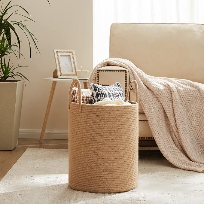 Fiona's magic 72L Large Woven Laundry Hamper, Tall Cotton Rope Storage Basket - Image 4
