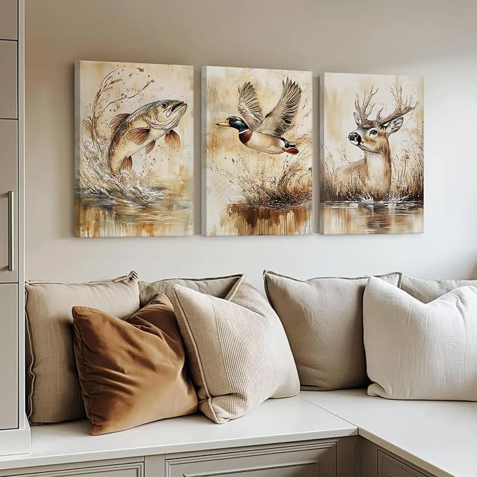 Vintage Animal Wall Art Baby Boy Room Canvas Wall Decor Farmhouse Animal - Image 3