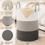 Laundry Basket, Woven Cotton Rope Laundry Hamper, 100L - Image 6
