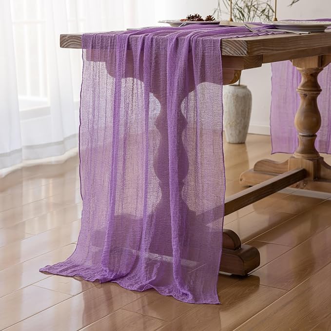 6pcs Lilac Gauze Rustic Cheesecloth Table Runner 120 Inch 10 FT - Image 2