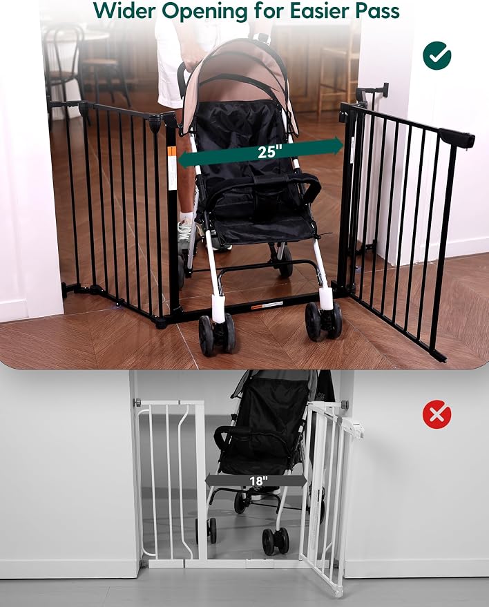 Babelio 71" Extra Wide Baby Gate, Hardware Mounted Pet Gate Indoor, Foldable 3 - Image 2
