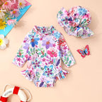 Infant Baby Girl Swimsuit One-Piece Long Sleeve Rash Guard - Image 2