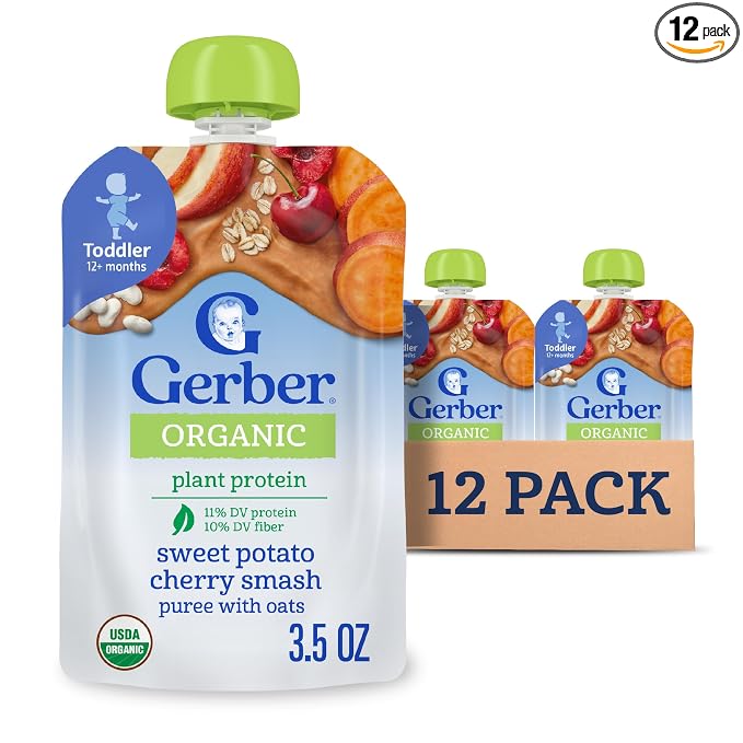 Gerber Toddler Food, Organic Sweet Potato Cherry Smash Puree Pouch, Toddler by Gerber