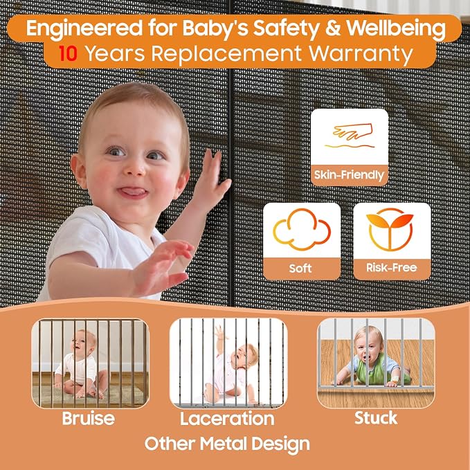 160" Retractable Baby Gates, Prevent from Crawling Underneath, Extra Wide Dog - Image 4