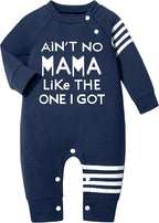 Baby Boy Clothes Infant Mamas Print Romper Stripe Sleeve Outfits Fall Winter by Ribabz