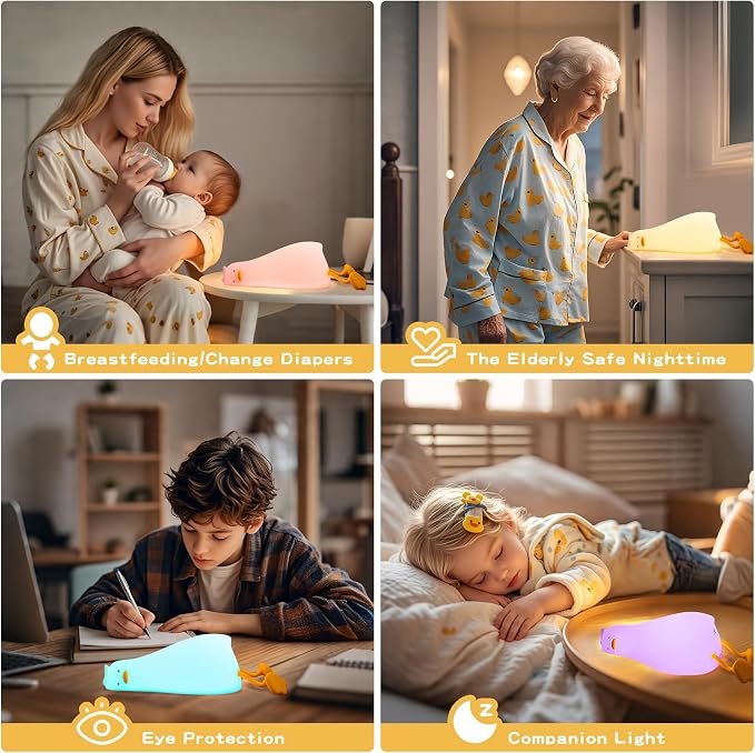 Cute Duck Night Light with Color Changing, APP/Tap Control Fun Lying Flat Ducky - Image 6